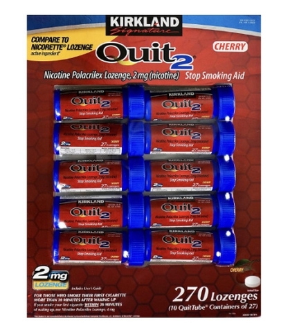 Kẹo ngậm cai thuốc lá vị anh đào kirkland signature quit 2mg, cherry lozenges