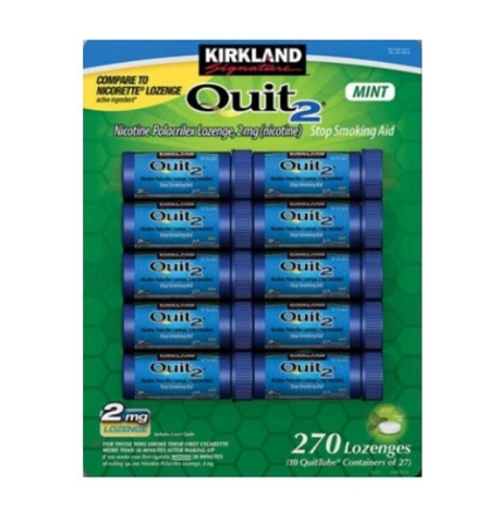 Kẹo ngậm cai thuốc lá vị bạc hà kirkland signature quit lozenges 2mg