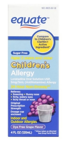 Thuốc giảm dị ứng dành cho trẻ em dạng lỏng equate children's allergy oral solution - grape