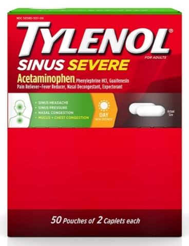 Thuốc trị viêm xoang tylenol sinus severe daytime caplets, 100 viên