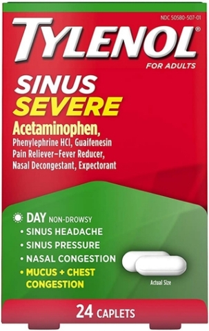 Thuốc trị viêm xoang tylenol sinus severe daytime caplets, 24 viên