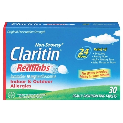Viên ngậm chống dị ứng không gây buồn ngủ claritin 24 hour non-drowsy allergy reditabs, 10 mg, (30 viên)