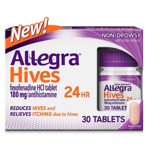Viên uống dị ứng nổi mề đay 24 giờ allegra hives 24hr non-drowsy antihistamine tablets, 180 mg, ( 30 viên )
