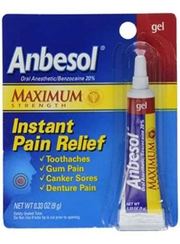 Gel giảm đau và nhiệt miệng anbesol gel maximum strength - instant oral pain relief 0.33 oz