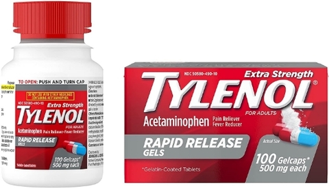 Thuốc giảm đau và hạ sốt tylenol extra strength acetaminophen, rapid release gels, 100 viên