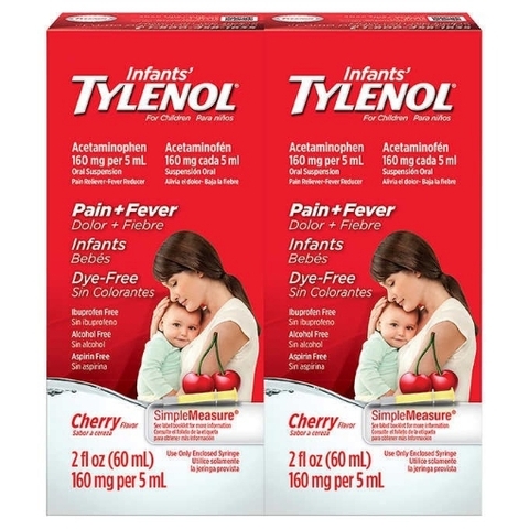 Siro giảm đau và hạ sốt dành cho trẻ sơ sinh infants' tylenol pain reliever - fever reducer oral suspension medicine, cherry flavor, 2 pack