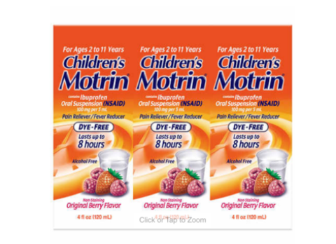 Siro giảm đau hạ sốt dành cho trẻ em từ 2-11 tuổi children's motrin pain reliever / fever reducer oral suspension medicine, berry flavor, 3 pack