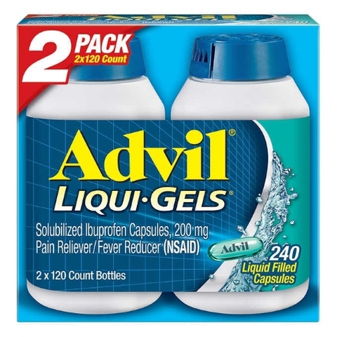 Thuốc giảm đau hạ sốt advil liqui-gels ibuprofen 200 mg. pain reliever / fever reducer