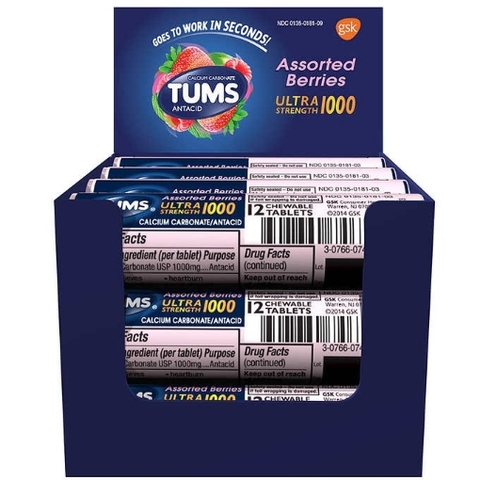Kẹo ngậm giảm đầy hơi khó tiêu tums ultra antacid, assorted berries