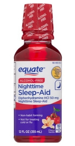 Thuốc hỗ trợ giấc ngủ ban đêm vị vani anh đào equate alcohol-free nighttime sleep aid - cherry vanilla