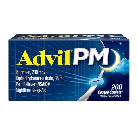Thuốc giảm đau, hỗ trợ giấc ngủ ban đêm advil pm pain reliever/ nighttime sleep aid