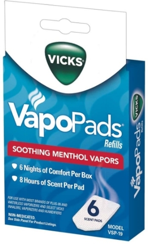 Miếng đệm mùi hương dành cho máy tạo độ ẩm vicks vapopads - soothing menthol vapor pads for vicks humidifiers, 6 count