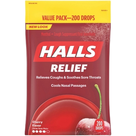 Kẹo ngậm trị ho halls cough drops, cherry, 200 viên