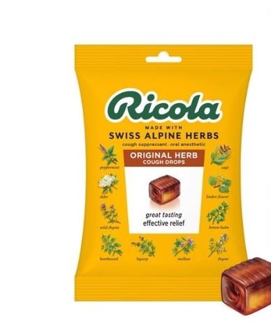Kẹo ngậm trị ho ricola orginal natural herb cough drops, 21 drops