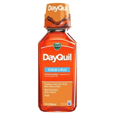 Siro trị cảm lạnh, cảm cúm ban ngày vicks dayquil cold and flu relief liquid medicine, ( 1 pack )