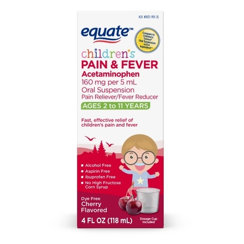 Thuốc giảm đau, hạ sốt equate children's pain & fever, acetaminophen160 mg per 5 ml oral suspension, 4 oz