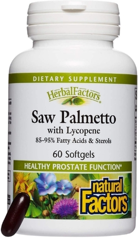 Viên uống hỗ trợ tuyến tiền liệt HerbalFactors by Natural Factors - Saw Palmetto with Lycopene