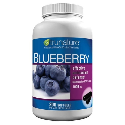 Viên uống chống oxy hóa từ trái việt quốc Trunature Blueberry Extract 1000 mg, 200 viên