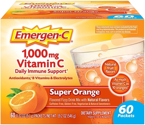 Bột hòa tan Vitamin C hỗ trợ miễn dịch hàng ngày Emergen-C Vitamin C 1,000 mg Daily Immune Support, 60 gói