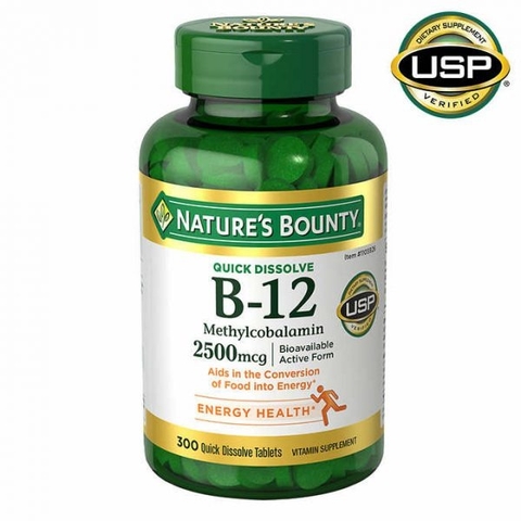 Viên uống bổ sung vitamin Nature’s Bounty Vitamin B12 2500 mcg, 300 viên