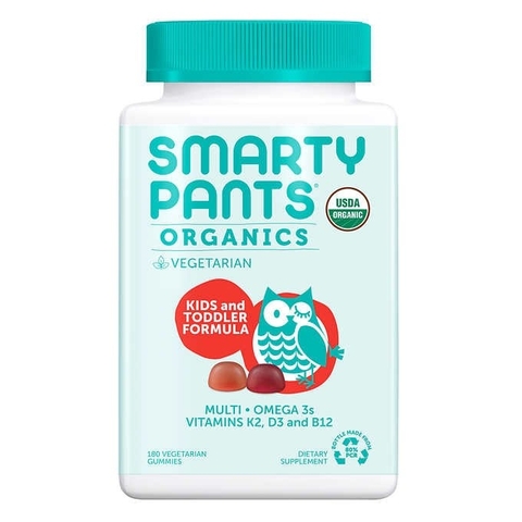 Kẹo dẻo hữu cơ Vitamin tổng hợp dành cho trẻ em & trẻ tập đi SmartyPants USDA Organic Kids & Toddler Formula Multivitamin, 180 viên