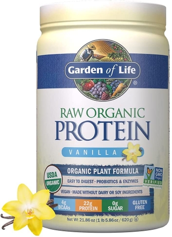 Bột protein hữu cơ thô hương Vani Garden of Life Organic Protein Powder, Vanilla