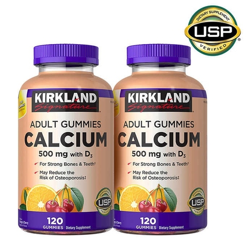 Kẹo dẻo bổ sung Canxi & Vitamin D Kirkland Signature Calcium 500 mg with D3, 240 Gummies