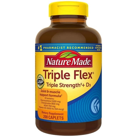 Viên uống bổ khớp Nature Made TripleFlex Triple Strength + D3, 200 viên