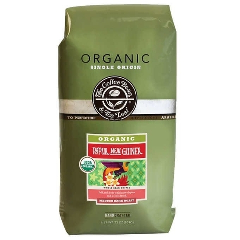 Cà phê rang vừa nguyên hạt hữu cơ the coffee bean & tea leaf organic papua new guinea coffee, medium dark roast, whole bean