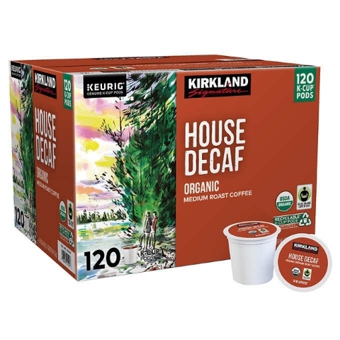 Cà phê rang vừa đã khử caffein hữu cơ dạng cốc kirkland signature coffee organic house decaf k-cup pod