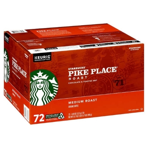 Cà phê rang vừa dạng cốc starbucks pike place medium roast k- cup