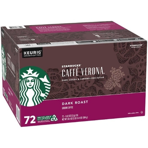 Cà phê đậm đặc dạng cốc starbucks coffee caffè verona dark roast k- cup pods