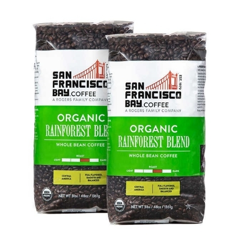 Cà phê rang vừa nguyên hạt hữu cơ san francisco bay organic rainforest blend whole bean coffee