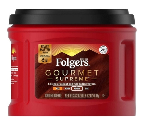 Cà phê rang xay đậm vừa folgers gourmet supreme medium dark roast ground coffee 686g