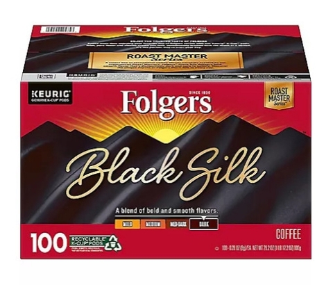 Cà phê rang đậm dạng cốc folgers black silk ground coffee k-cups, dark roast