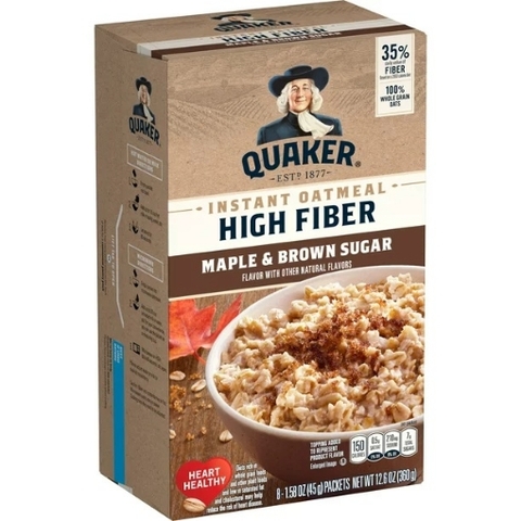 Bột yến mạch ăn liền cây phong & đường nâu quaker instant oatmeal - maple & brown sugar, 8 gói