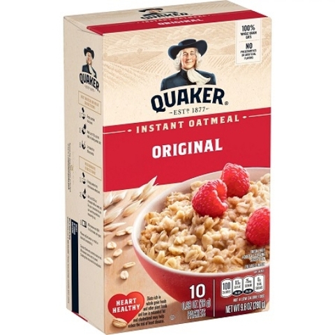 Bột yến mạch ăn liền quaker instant oatmeal - original, value pack, 10 gói