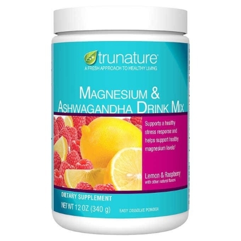 Bột uống magie & sâm ấn độ trunature magnesium and ashwagandha drink mix powder