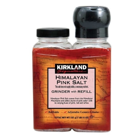 Muối hồng himalayan kèm máy xay có thể điều chỉnh kirkland signature himalayan pink salt, grinder with refill