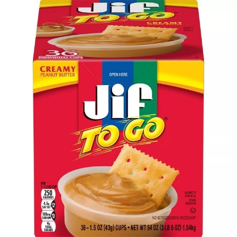 Kem bơ đậu phộng dạng cốc jif to go creamy peanut butter