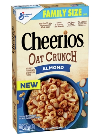Ngũ cốc yến mạch nguyên hạt hạnh nhân general mills cheerios oat crunch almond breakfast cereal
