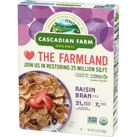 Ngũ cốc cám nho khô hữu cơ cascadian farm organic raisin bran cereal
