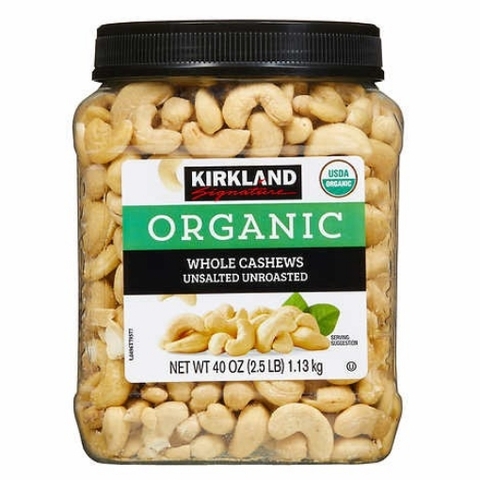 Hạt điều nguyên hạt hữu cơ không rang muối kirkland signature organic whole cashews unsalted unroasted