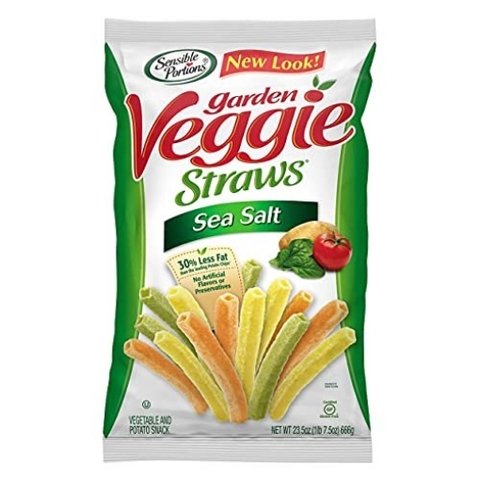 Bánh snack ống hút rau củ vị muối biển sensible portions garden veggie straws, sea salt, 23.5 oz