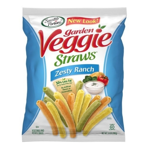 Bánh snack ống hút rau củ vị nước sốt chua sensible portions garden veggie straws, zesty ranch, 396g