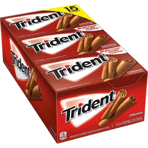 Kẹo cao su không đường vị quế trident sugar free gum, cinnamon