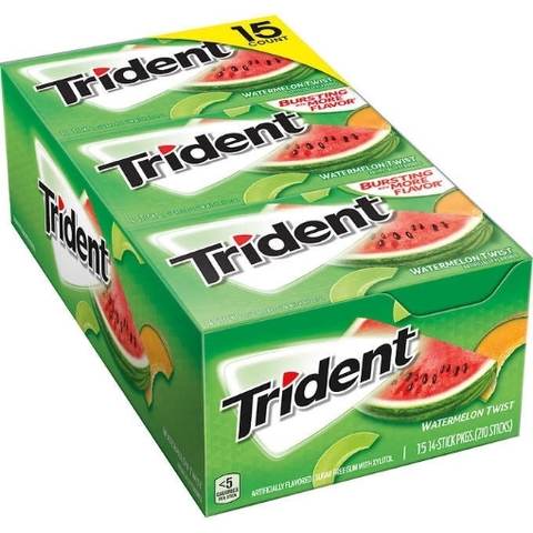 Kẹo cao su không đường vị dưa hấu trident sugar free gum, watermelon twist
