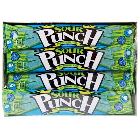 Kẹo dẻo ống hút vị mâm xôi sour punch straws, blue raspberry