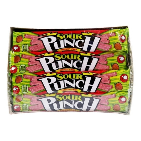 Kẹo dẻo ống hút vị dâu tây sour punch straws, strawberry
