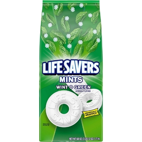 Kẹo bạc hà life savers mints, wint o green hard candy, 1.7 kg